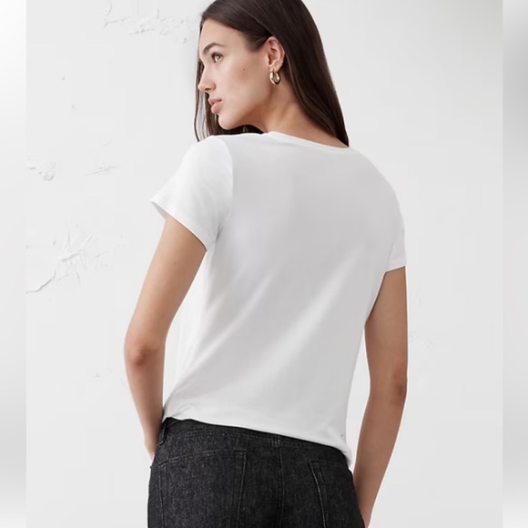Banana Republic White Graphic Tee medium timeless logo nwt women’s - Picture 5 of 7